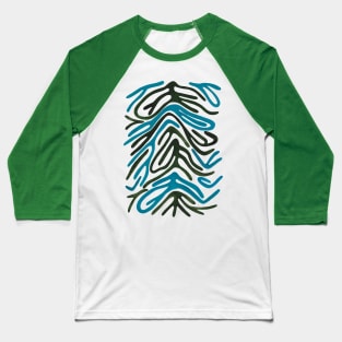 Zebra Print - Blue and Forest Green Baseball T-Shirt